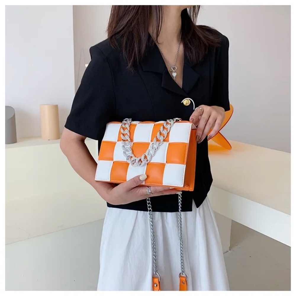 Thick Chain Design Color Blocking Patchwork Woven… - image 6